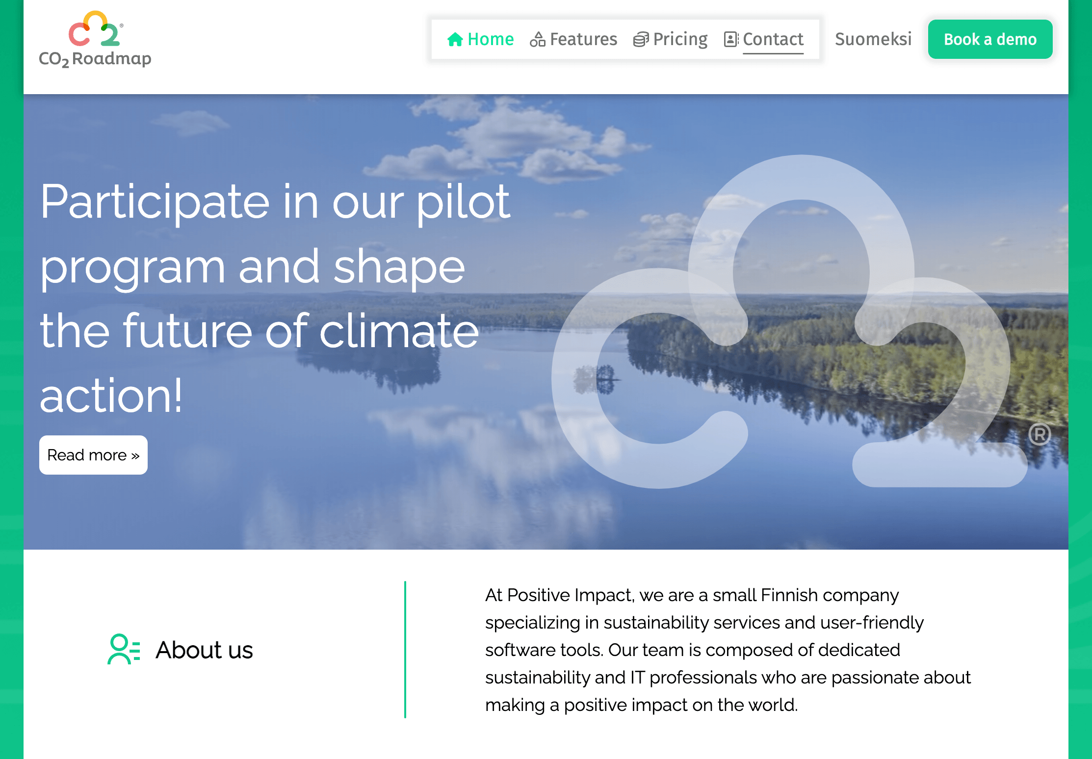 Screenshot of the CO2 Roadmap application