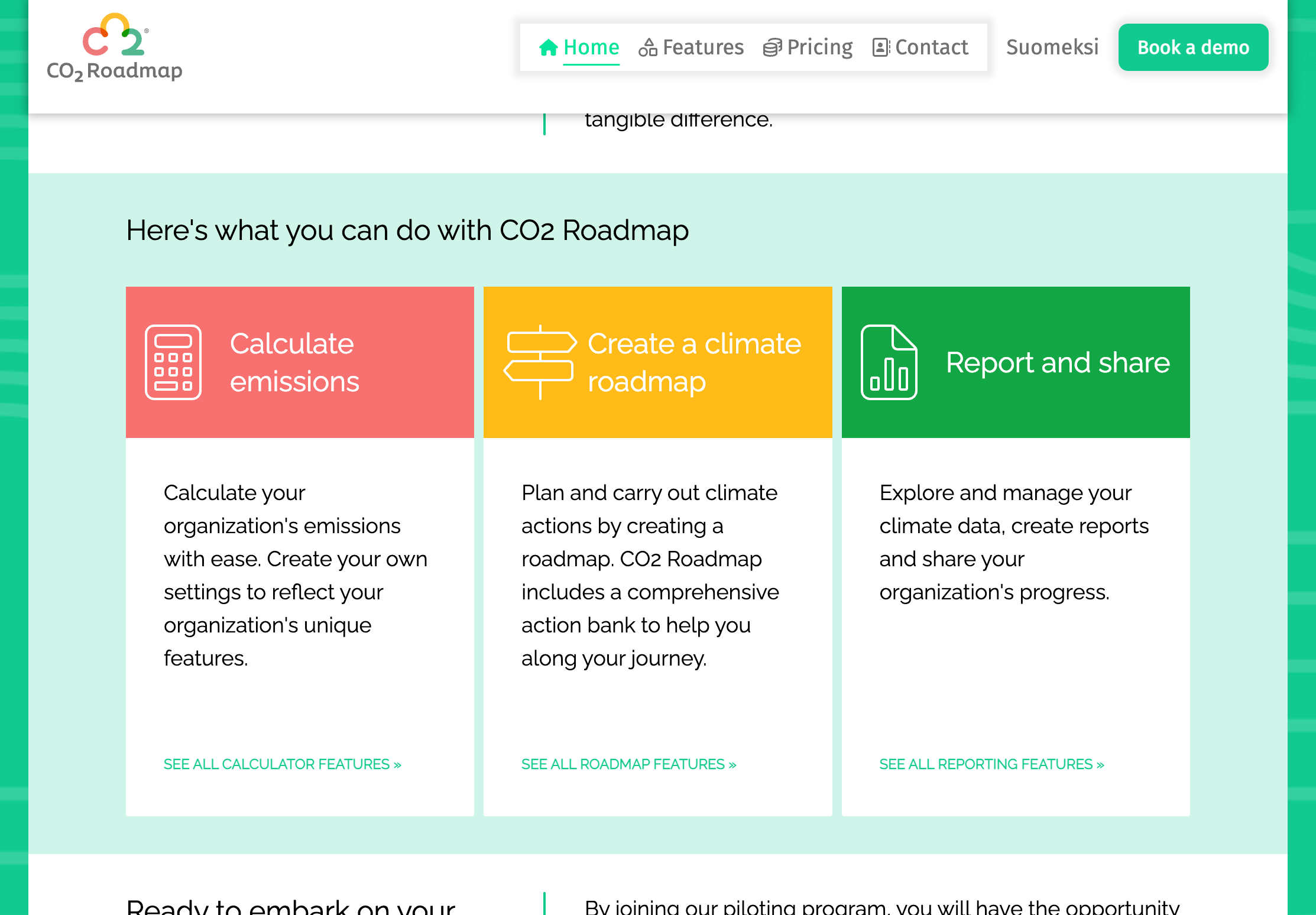 Screenshot of the CO2 Roadmap application