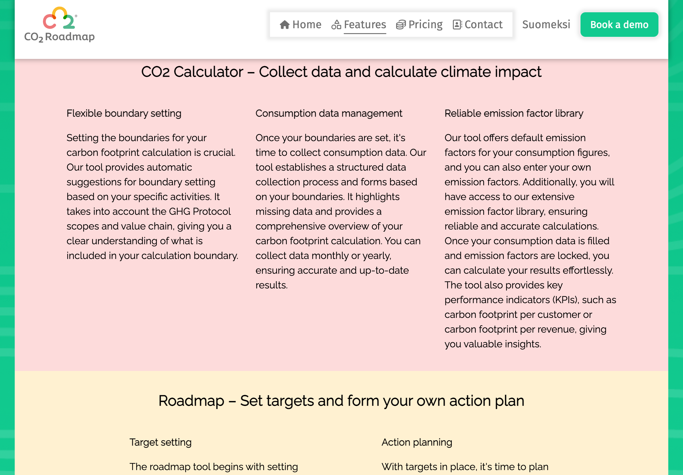 Capture d'écran de l'application CO2 Roadmap