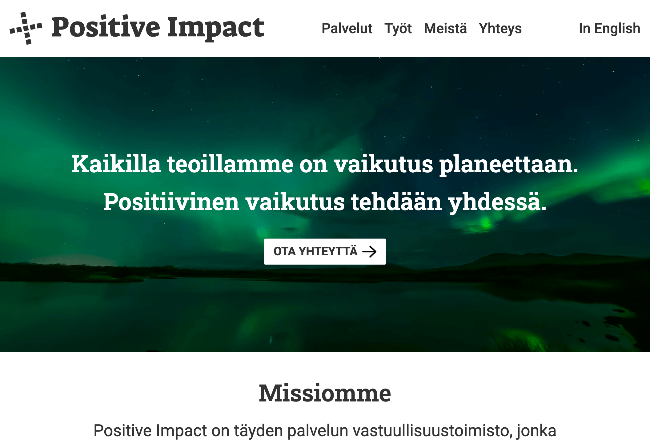 Screenshot of the Positive Impact application
