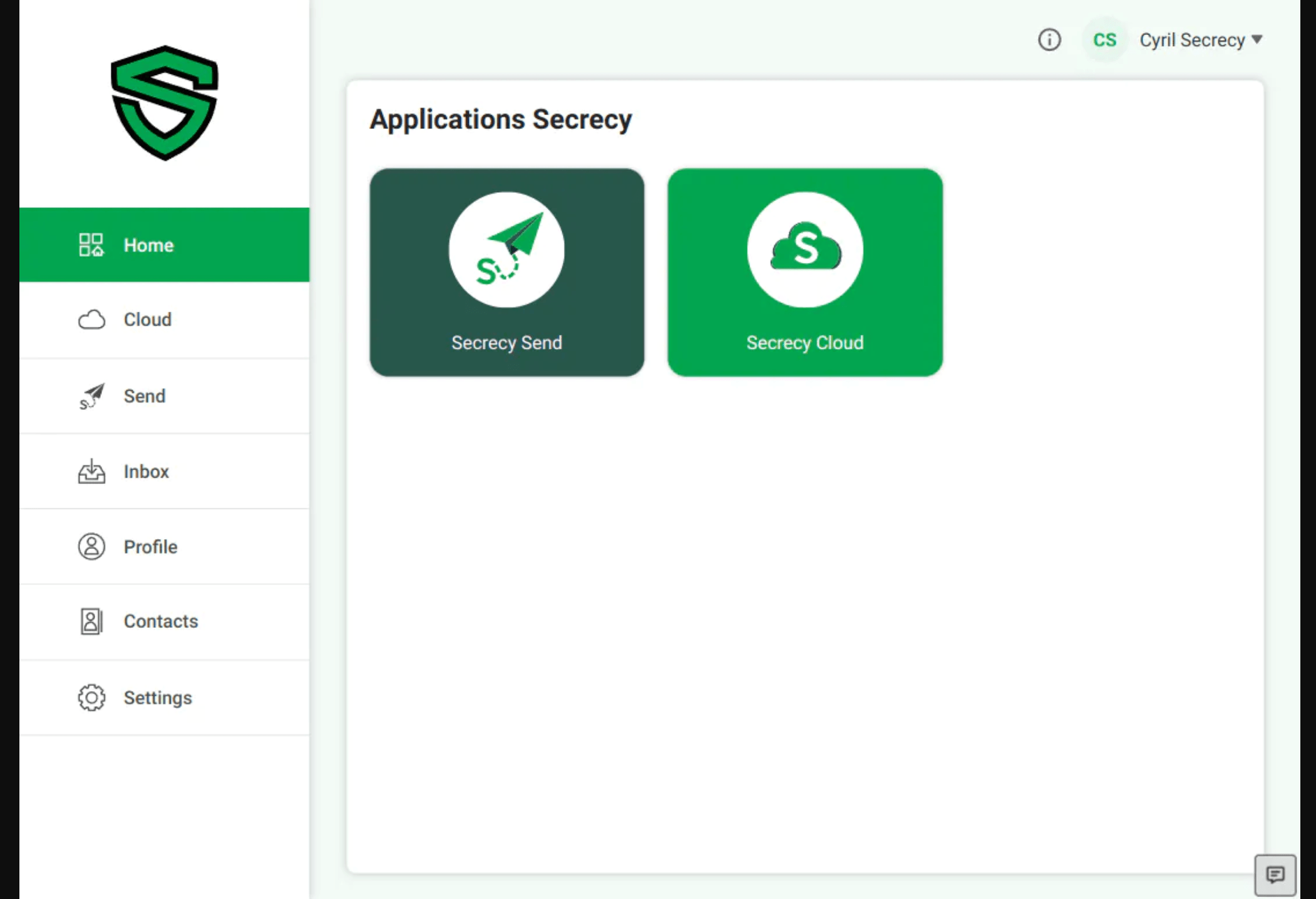 Screenshot of the Secrecy application