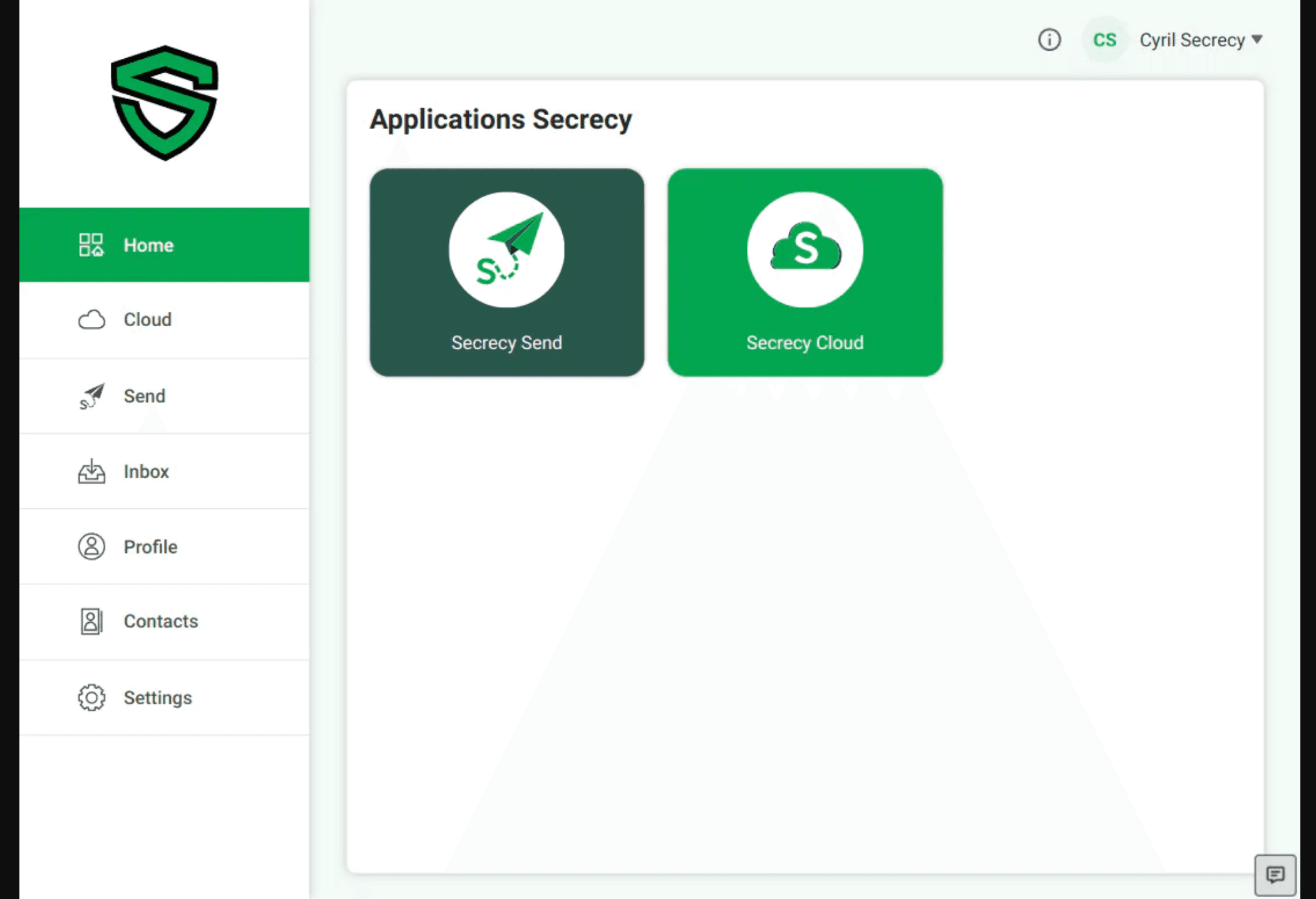 Screenshot of the Secrecy application